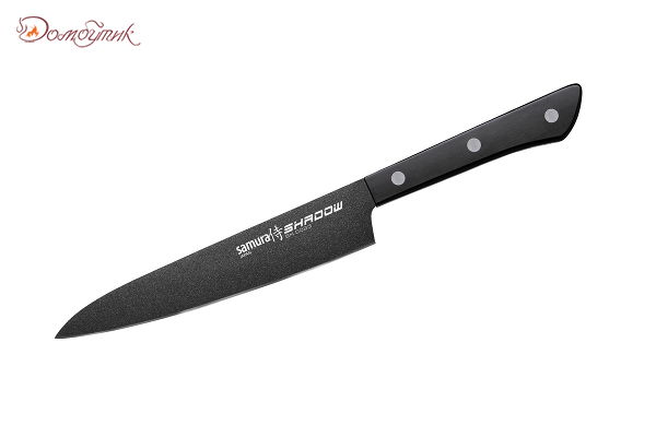 Нож кухонный "Samura SHADOW" универсальный с покр. Black-coating 150мм, AUS-8, ABS пластик - фото 1
