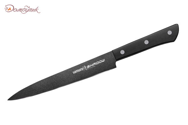 Нож кухонный "Samura SHADOW" слайсер с покрытием Black-coating 196 мм, AUS-8, ABS пластик