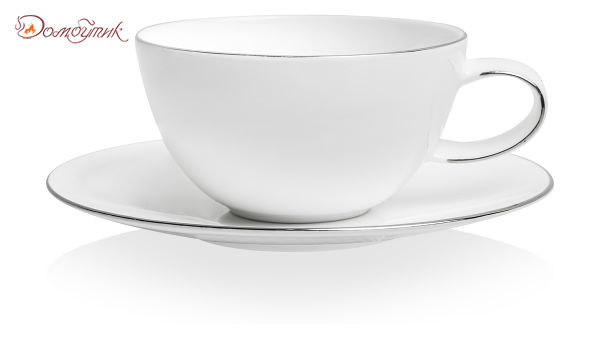 Чашка чайная с блюдцем "Синергия. Платиновый кант" 250мл,Mix and Match