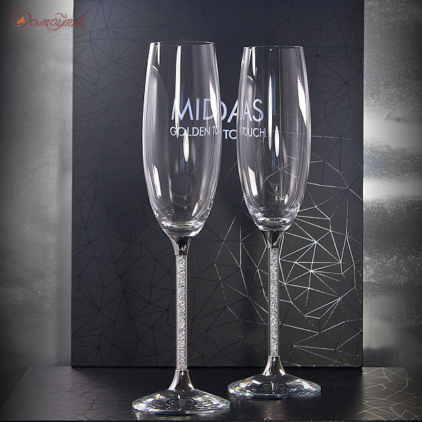 Набор из 2-х бокалов для шампанского с кристаллами Swarovski - фото 1