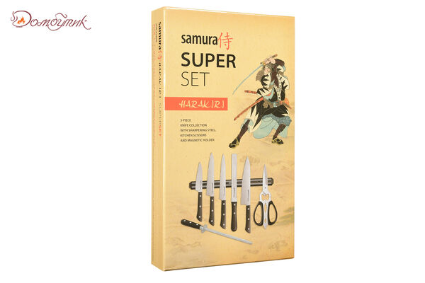 Набор ножей Super Set 8 в 1 "Samura HARAKIRI" 11,23,43,57,85,мусат,ножницы, м. Держатель - фото 6