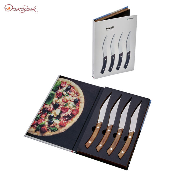 Набор ножей для стейка и пиццы Legnoart Napoli, 4 шт, ручка из темного дерева - фото 3