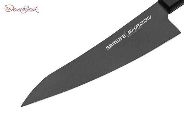 Нож кухонный "Samura SHADOW" Гюто с покрытием Black-coating 182 мм, AUS-8, ABS пластик - фото 3