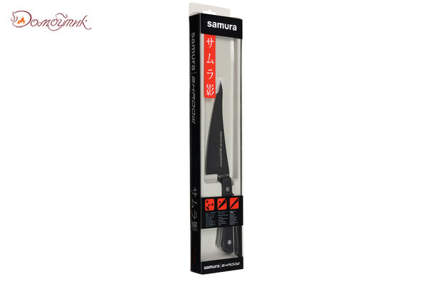 Нож кухонный "Samura SHADOW" совр. универсальный Black-coating 146мм, AUS-8, ABS пластик - фото 4