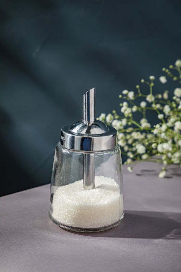 Сахарница с дозатором Weis 20 0мл, d7хh13 см, стекло, сталь нержавеющая - фото 3