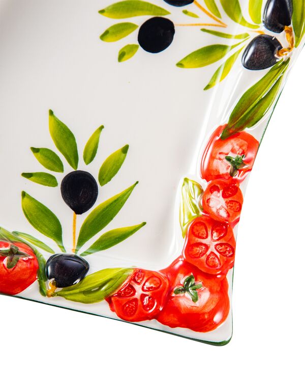 Блюдо прямоугольное с изгибом Томаты и оливки 25х12 см, керамика, Edelweiss - фото 4