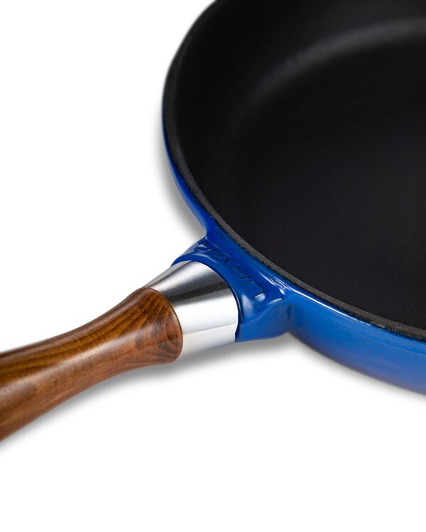 Сковорода с крышкой 28 см, 2,8 л, с деревянной ручкой, чугун, синяя, Lava - фото 7