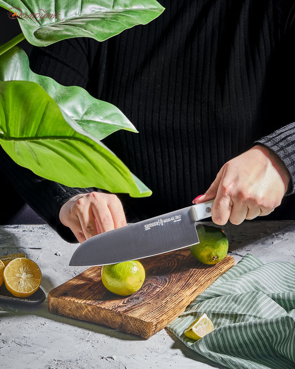 Нож кухонный "Samura HARAKIRI" Сантоку 175 мм, корроз.-стойкая сталь, ABS пластик - фото 9