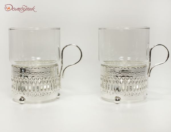 Набор из 2-х стаканов с подстаканниками на подносе - фото 3