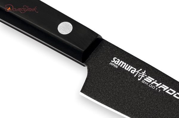 Нож кухонный "Samura SHADOW" овощной с покрытием Black-coating 99 мм, AUS-8, ABS пластик - фото 2