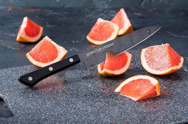 Нож кухонный "Samura SHADOW" универсальный с покр. Black-coating 150мм, AUS-8, ABS пластик - фото 6