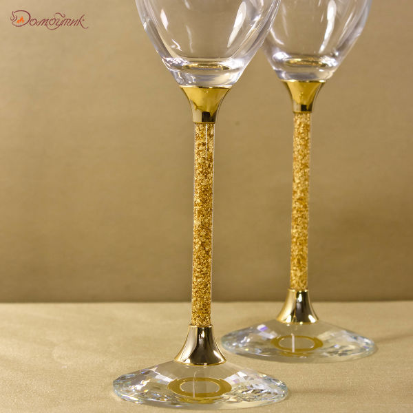 Набор с сусальным золотом из 2-х бокалов для шампанского - фото 4