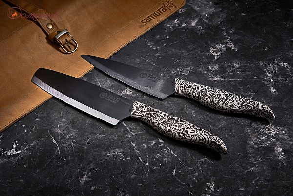 Нож кухонный "Samura Inca" накири 165 мм, чёрная циркониевая керамика - фото 5