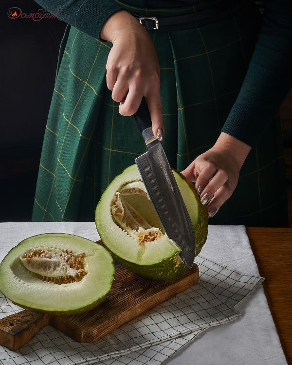 Нож кухонный "Samura DAMASCUS" Сантоку 180 мм, дамаск 67 слоев - фото 5