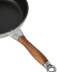Сковорода с крышкой  24 см, 2 л, с деревянной ручкой, чугун, кремовая, Lava - фото 2