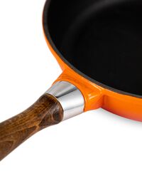 Сковорода с крышкой 24 см, 2 л, с деревянной ручкой, чугун, оранжевая, Lava - фото 6