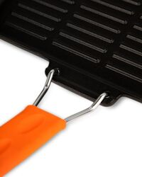 Сковорода-гриль прямоугольная 21х30 см,  с силиконовой ручкой, чугун, оранжевая, Lava - фото 8