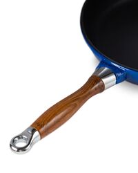 Сковорода с крышкой 28 см, 2,8 л, с деревянной ручкой, чугун, синяя, Lava - фото 5