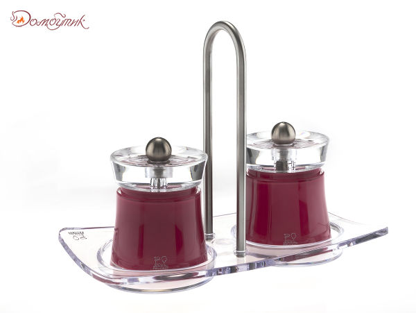 Набор мельница для соли и перца, цвет красный, BALI + подставка LINEA Peugeot - фото 1